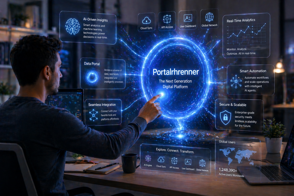 Portalrhrenner concept showing digital portal technology, future tools, and online platform innovation