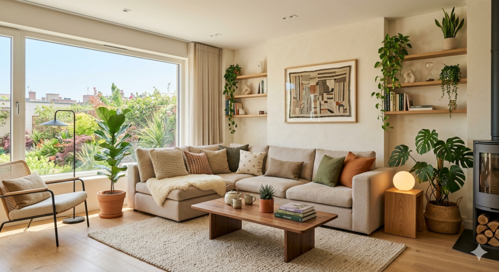 Modern living space showcasing contemporary comfort mipimprov design principles with cozy furnishings